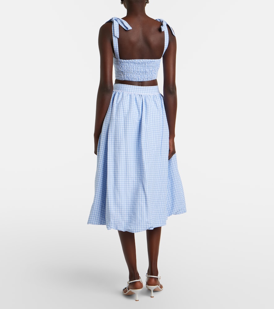 Alba gingham cotton poplin midi skirt