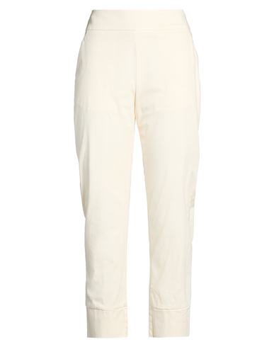 Woman Pants Cream Size 6 Cotton, Elastane