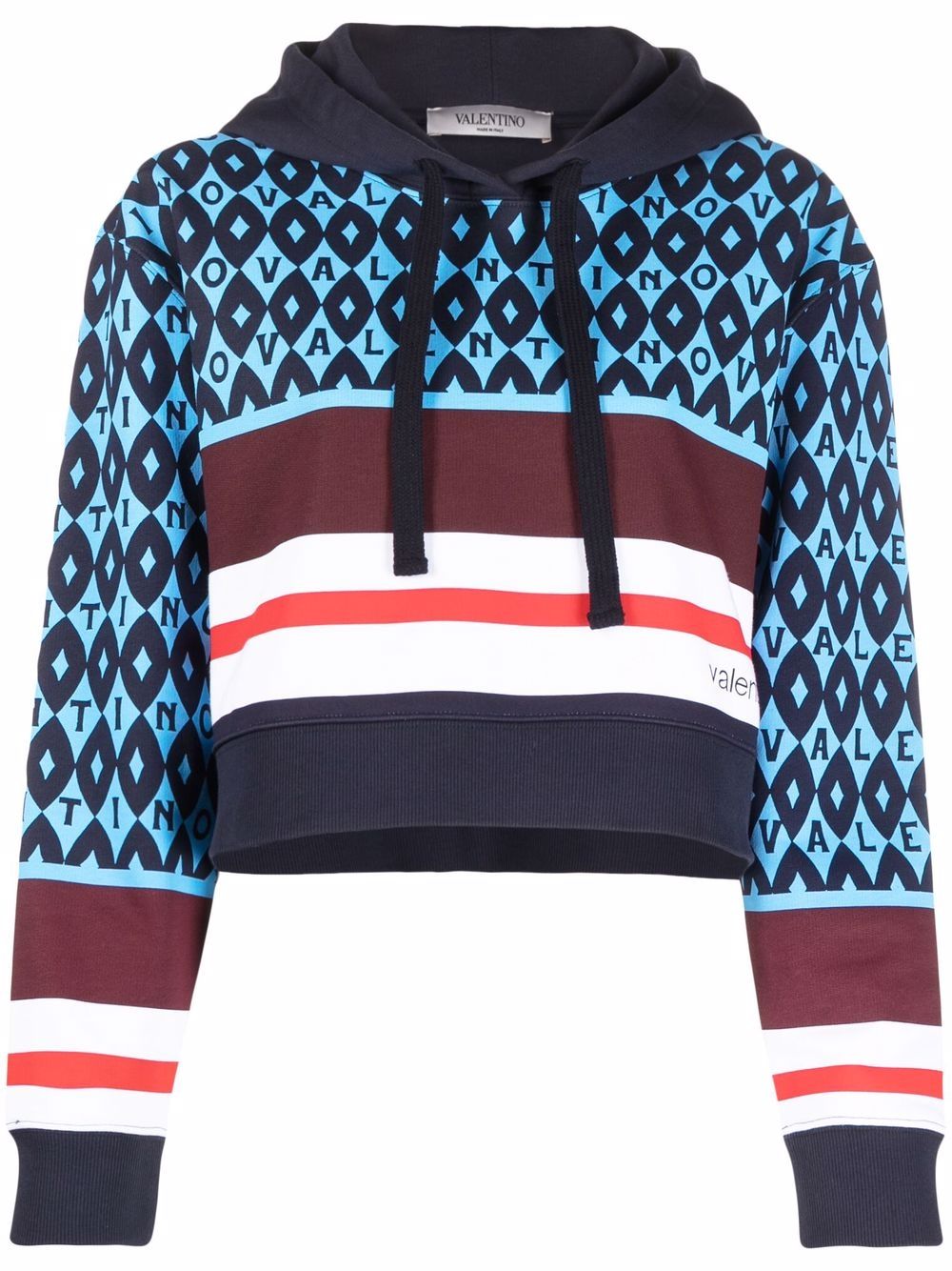 Valentino Garavani logo-print striped hoodie - Blue
