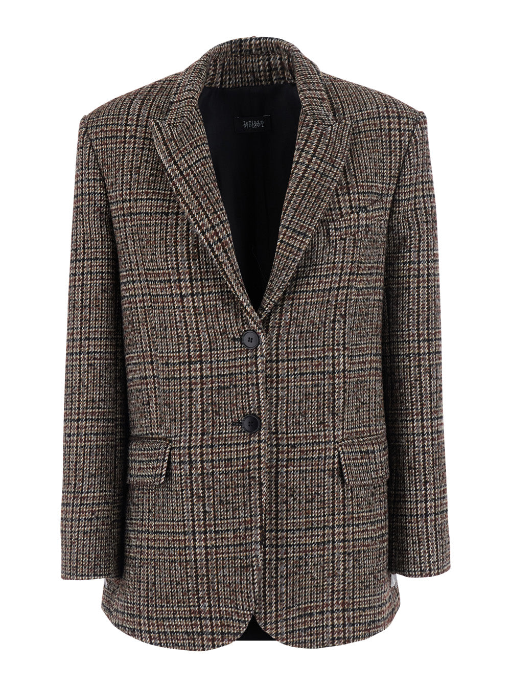 Houndstooth Wool Blend Blazer — Multicolor