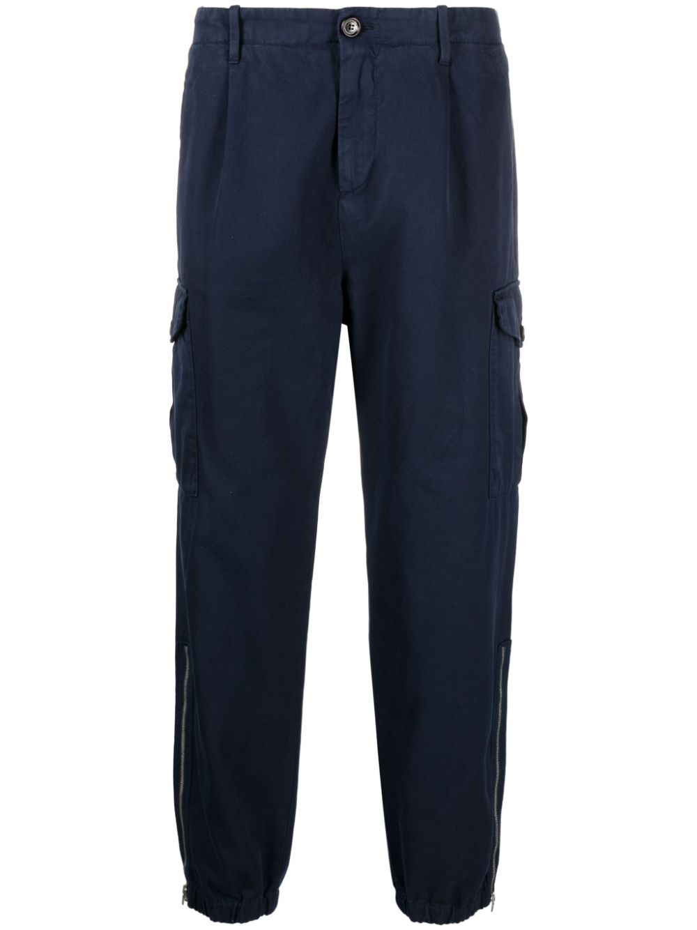 Straight-leg cotton cargo trousers - Blue
