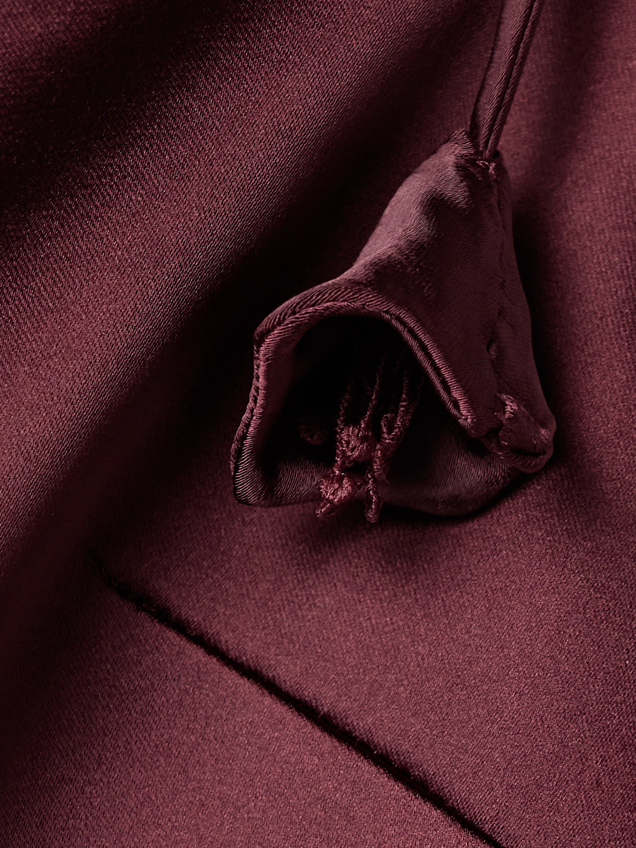 Appliquéd Satin Mini Dress - Burgundy