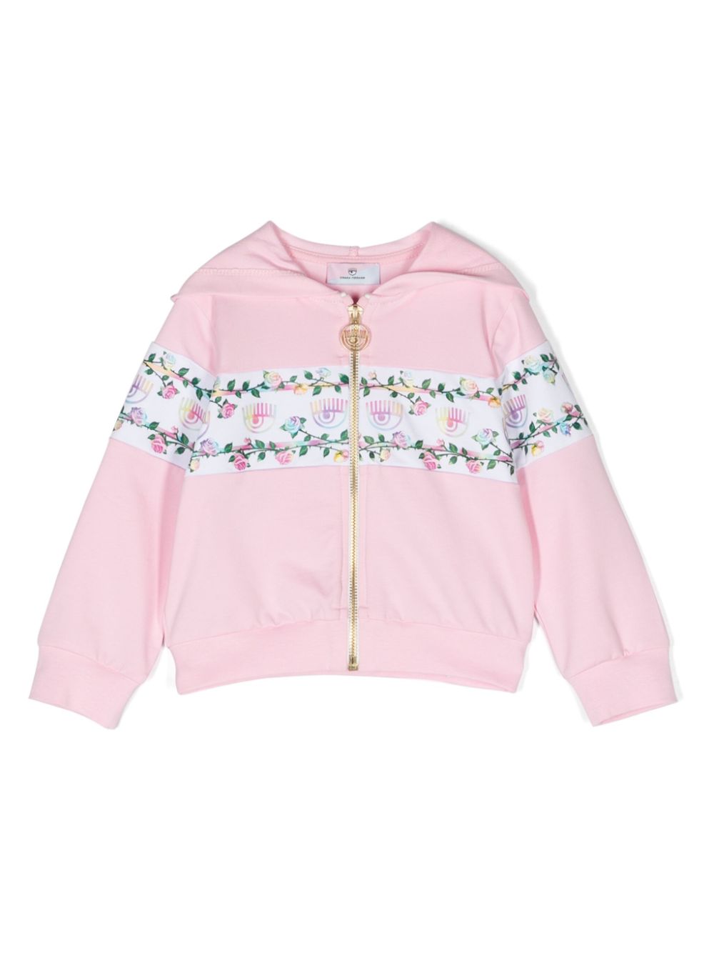 Eyelike-motif hooded jacket - Pink