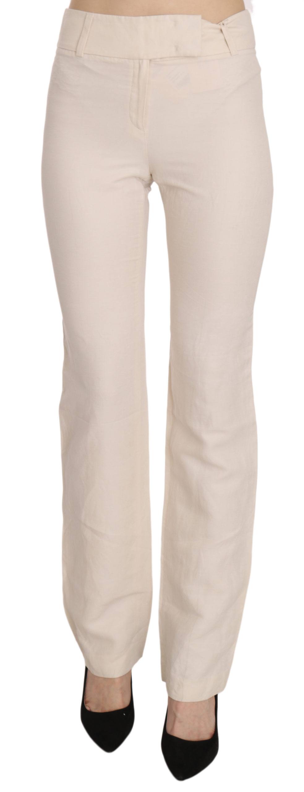 LAUREL White High Waist Silk Blend Flared Dress Trousers Women's Pant