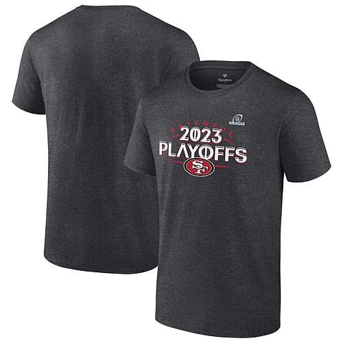 Men's Fanatics Heather Charcoal San Francisco 49ers 2023 NFL Playoffs T-Shirt