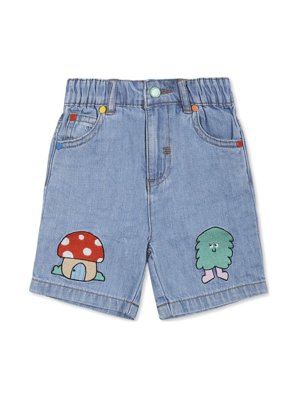 Embroidered denim shorts - Blue