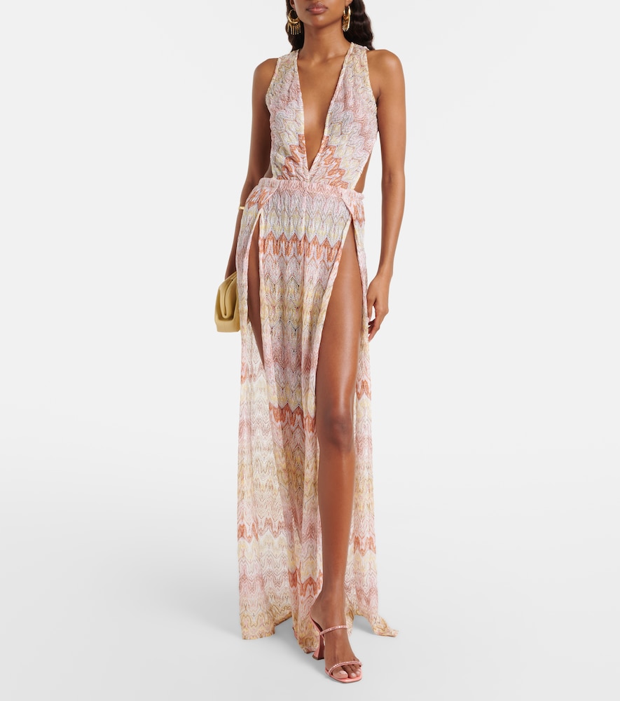 Open-back lamé jumpsuit