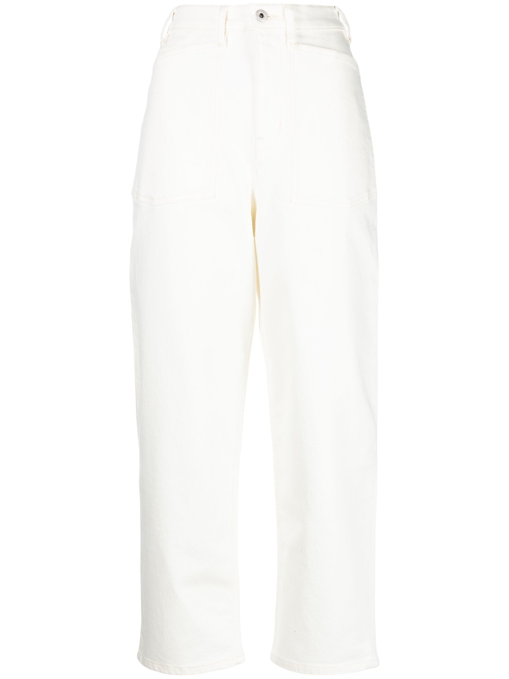 High-rise straight-leg jeans - White