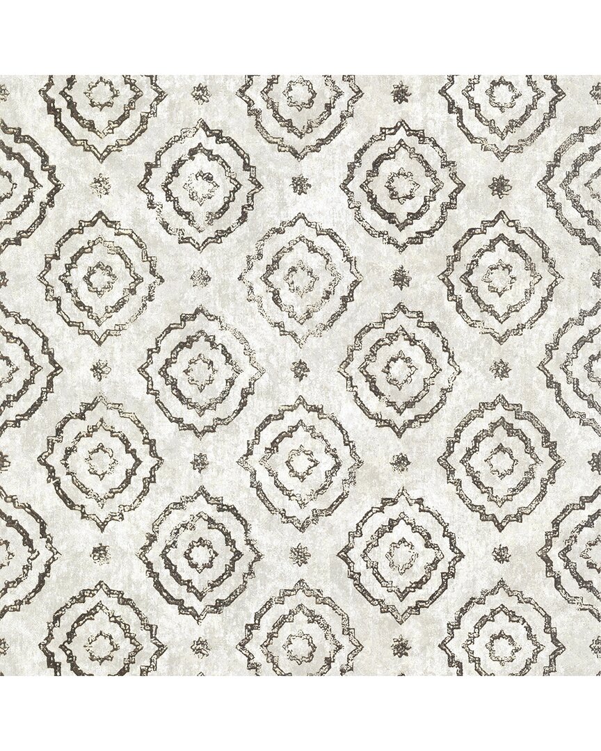 A-Street Prints Uma Platinum Star Medallion Wallpaper