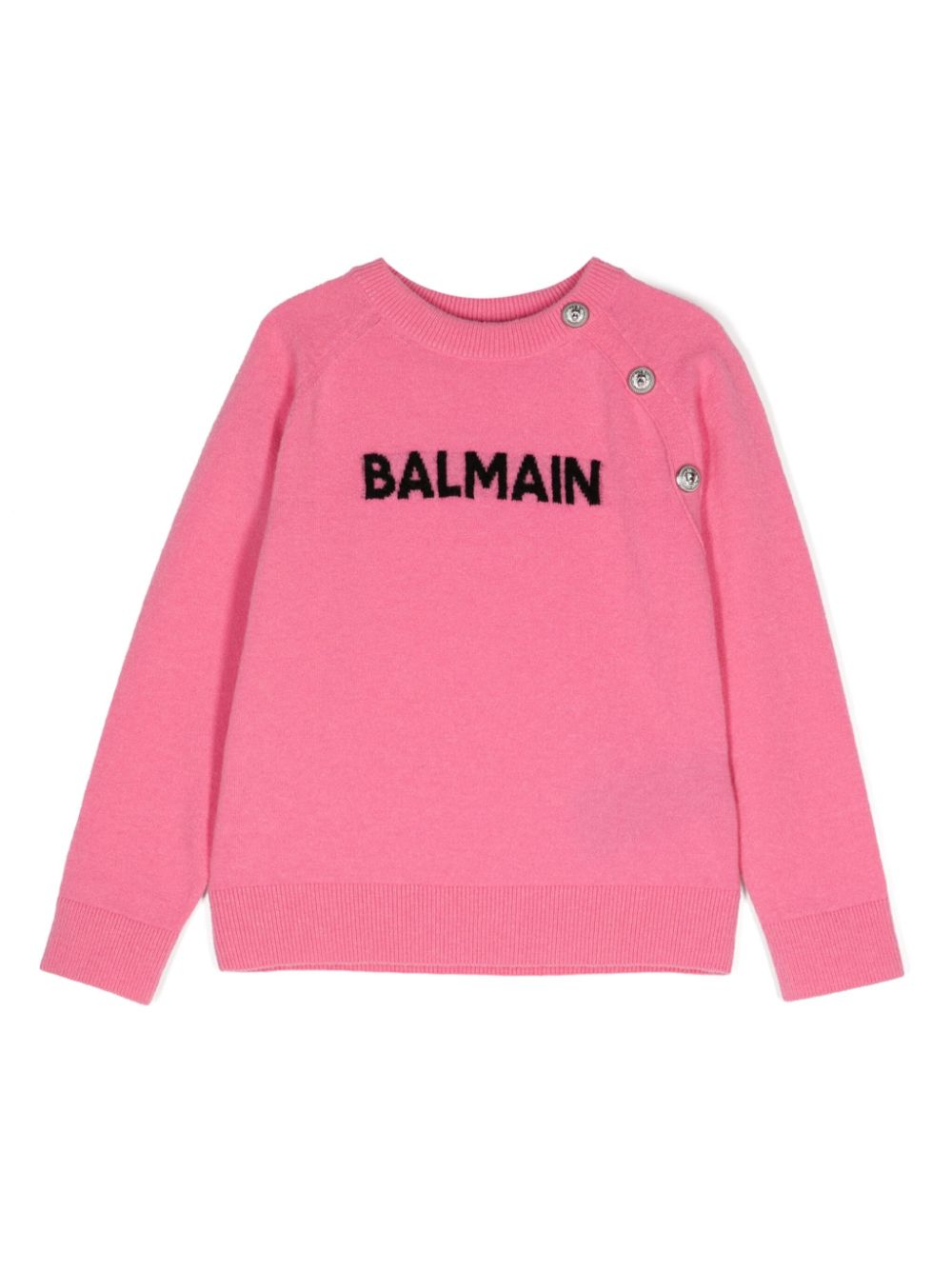 Logo-jacquard wool-blend jumper - Pink