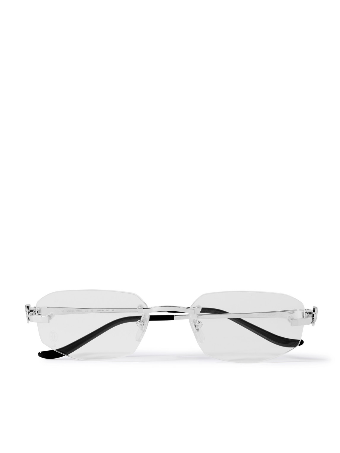 Panthère De Cartier Rectangular-Frame Rimless Silver-Tone Optical Glasses