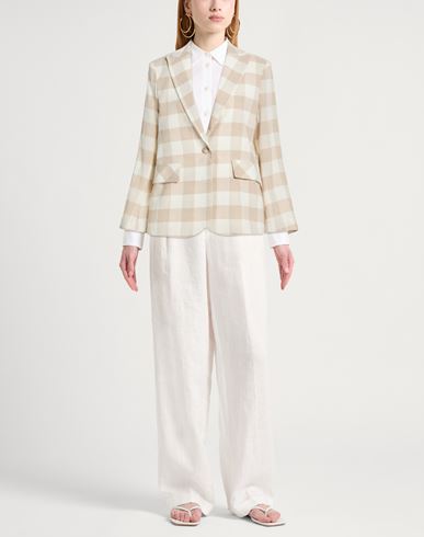 Woman Blazer Sand Size 4 Linen, Polyester, Cotton