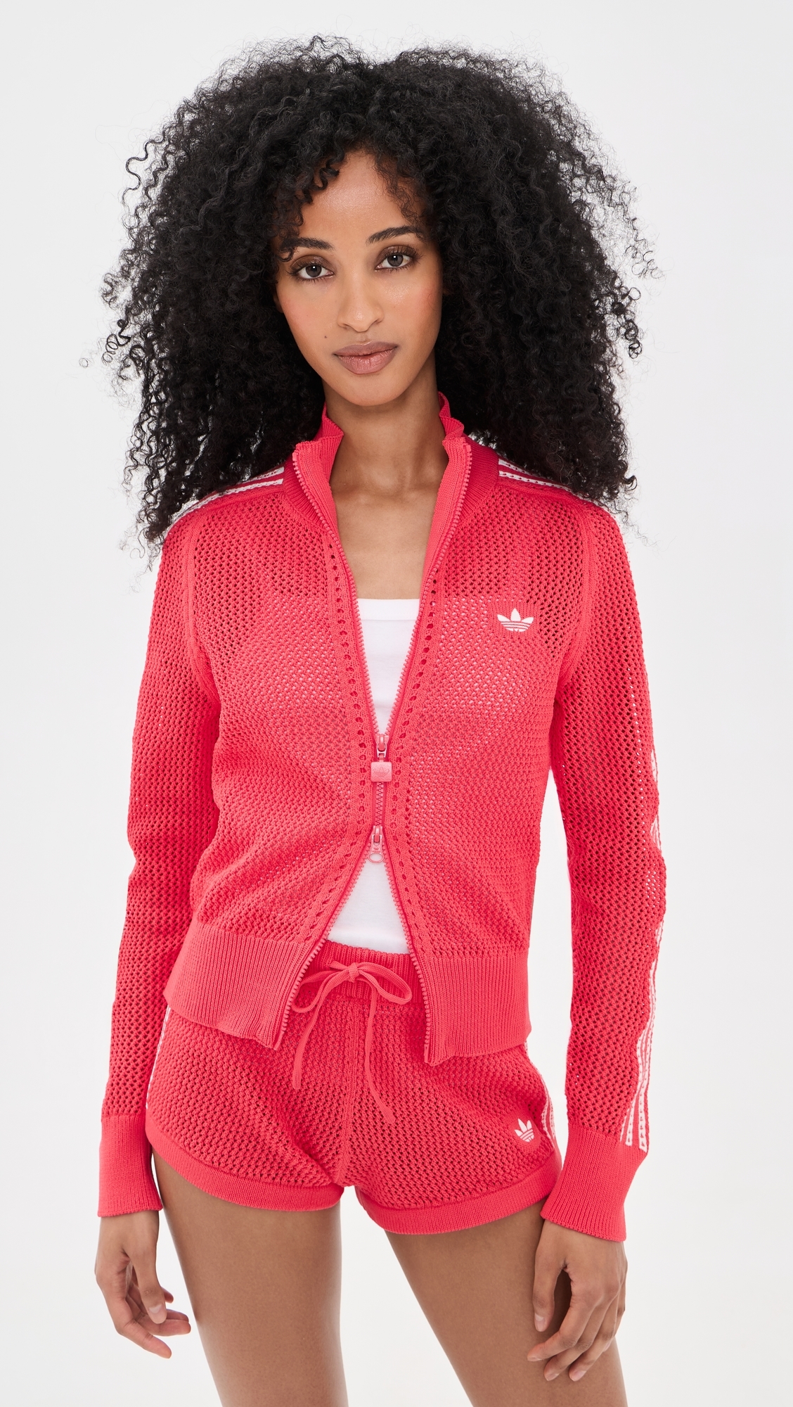 Knitted Crochet Track Jacket Semi Lucid Red/Blue