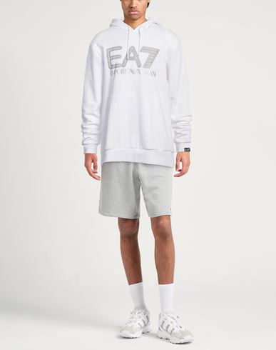 Ea7 Man Sweatshirt White Size S Cotton, Elastane