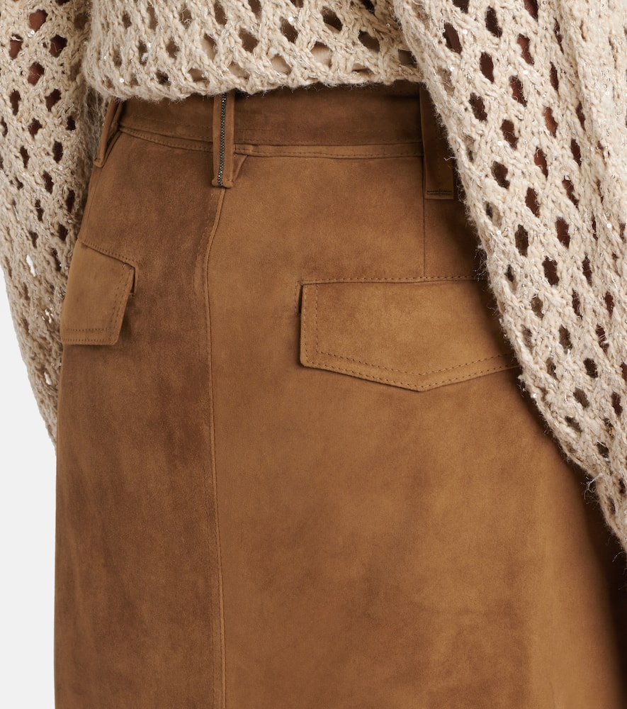 Suede midi skirt