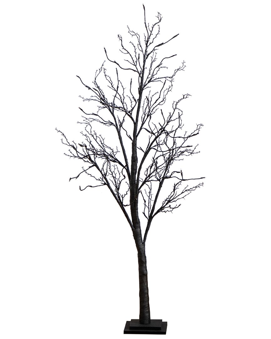 5Ft Pre-Lit Halloween Deluxe Black Twig Artificial Fall Tree  With 102 Orange & Purple Led Lights