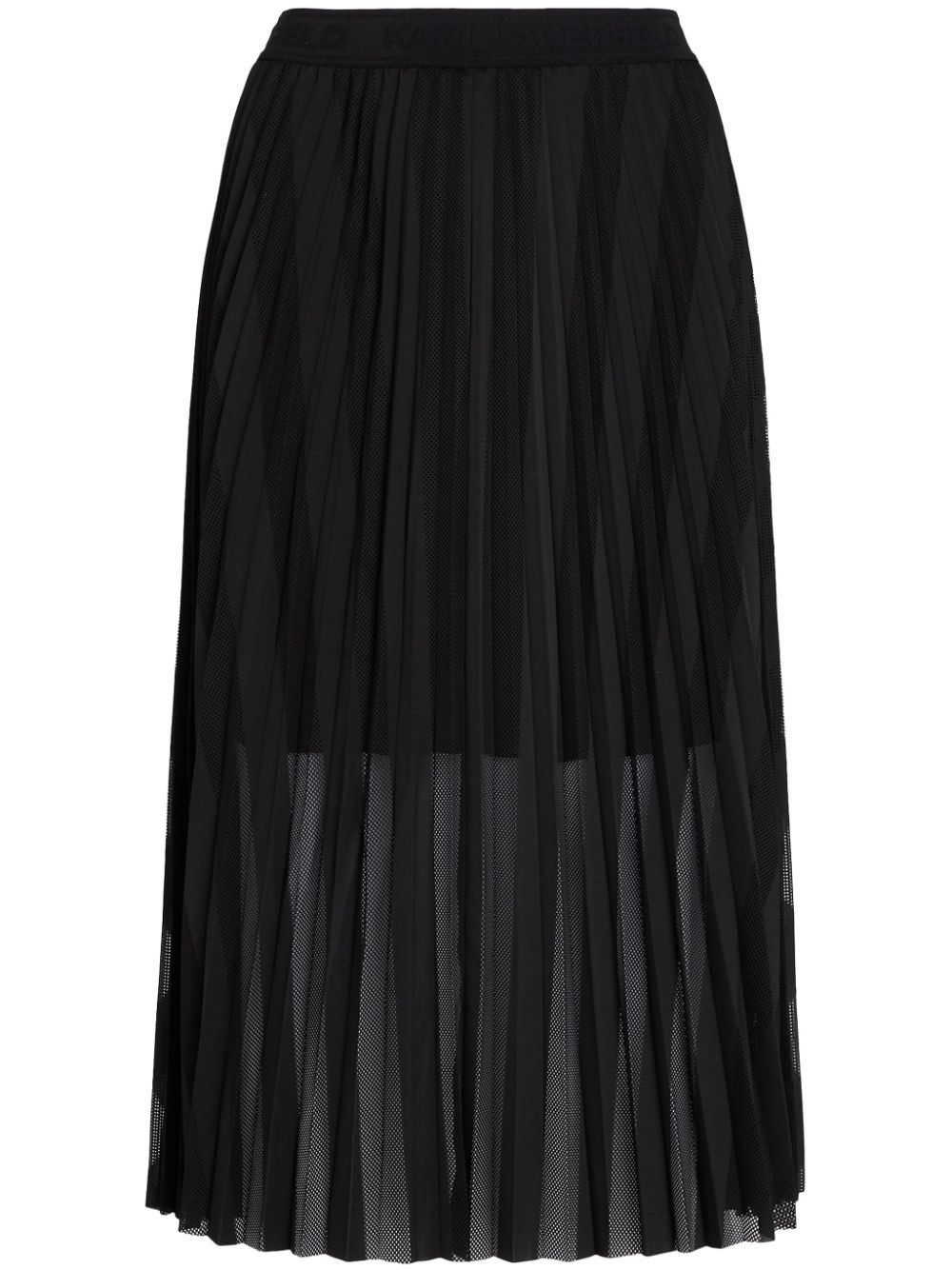 Pleated mesh midi skirt - Black