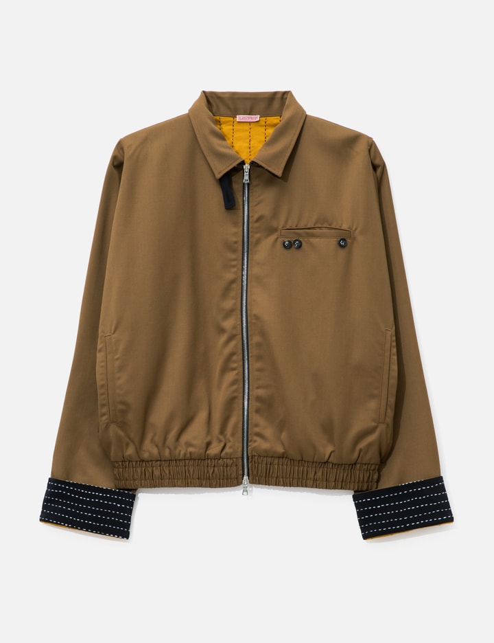 Brown Chore Jacket With Stand Collar