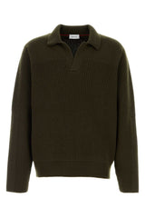 Virgin Wool Textured Sweater — Olive