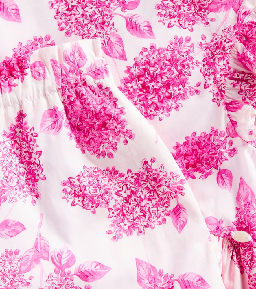 Floral ruffled cotton top and shorts set