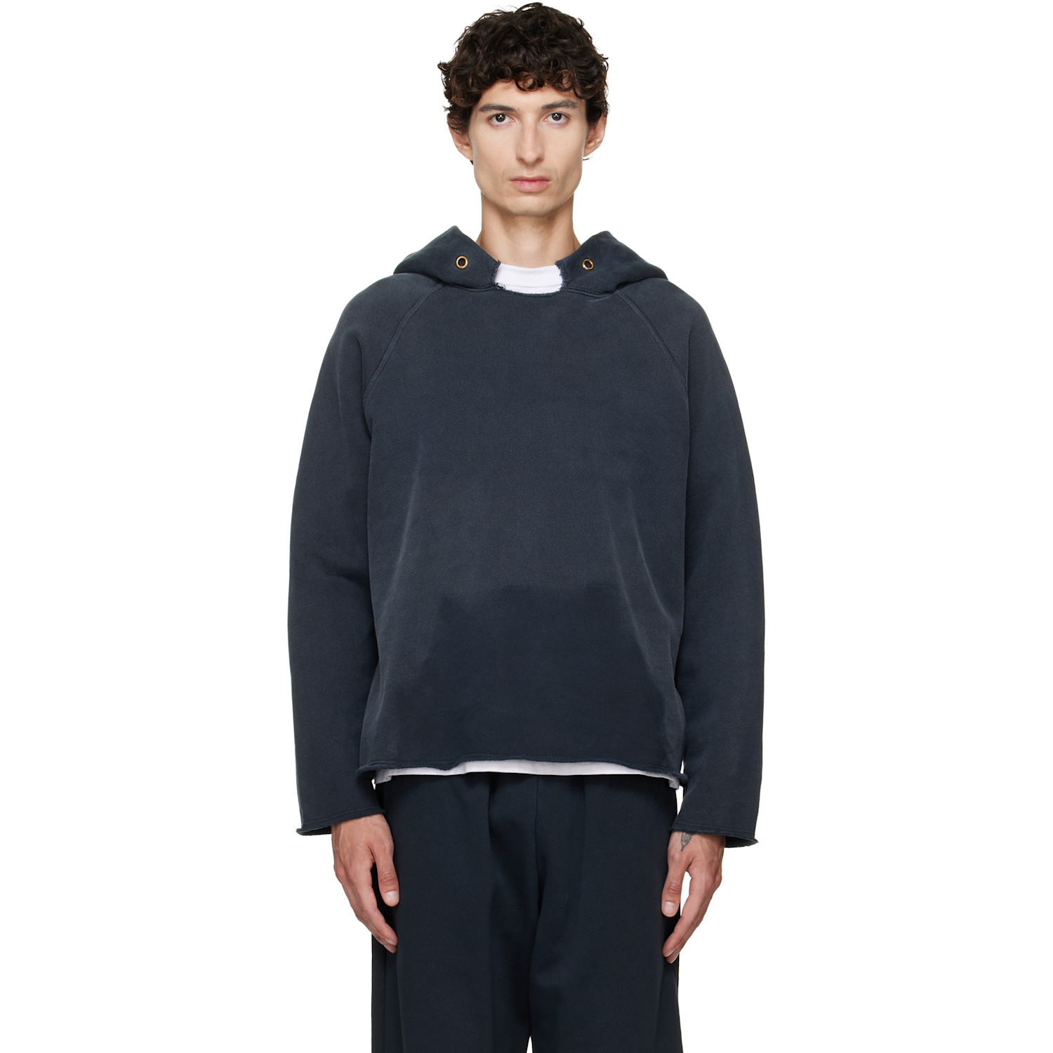 Black Heavyweight Raw Raglan Hoodie