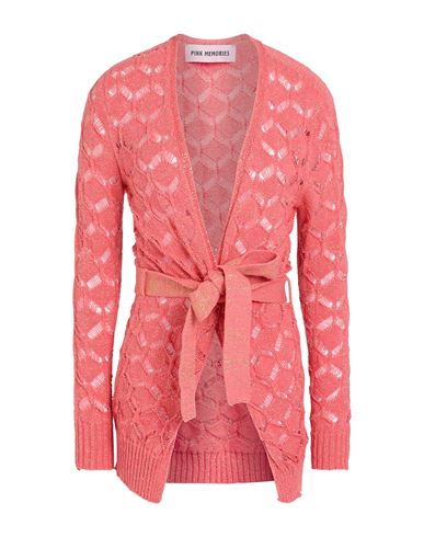 Pink Memories Woman Cardigan Salmon pink Size 10 Cotton, Acrylic, Metallic Polyester, Polyamide