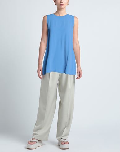 Woman Top Azure Size M Lyocell, Cotton