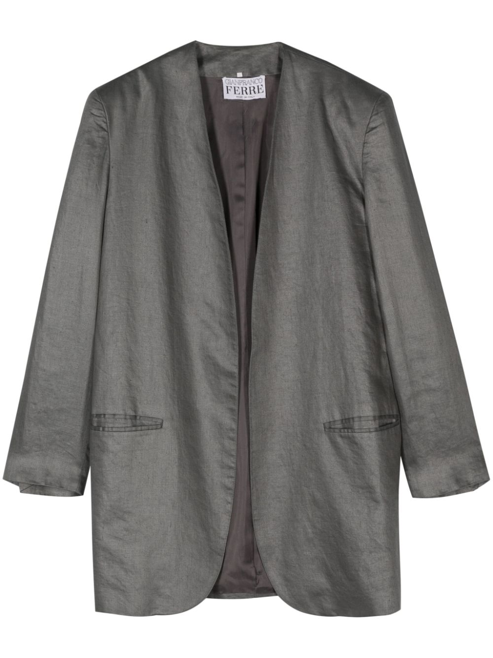 1990s linen coat - Grey