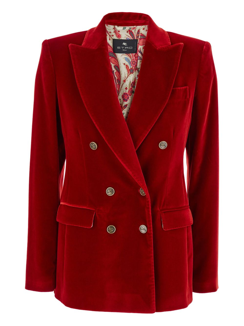Double-breasted velvet blazer - Red