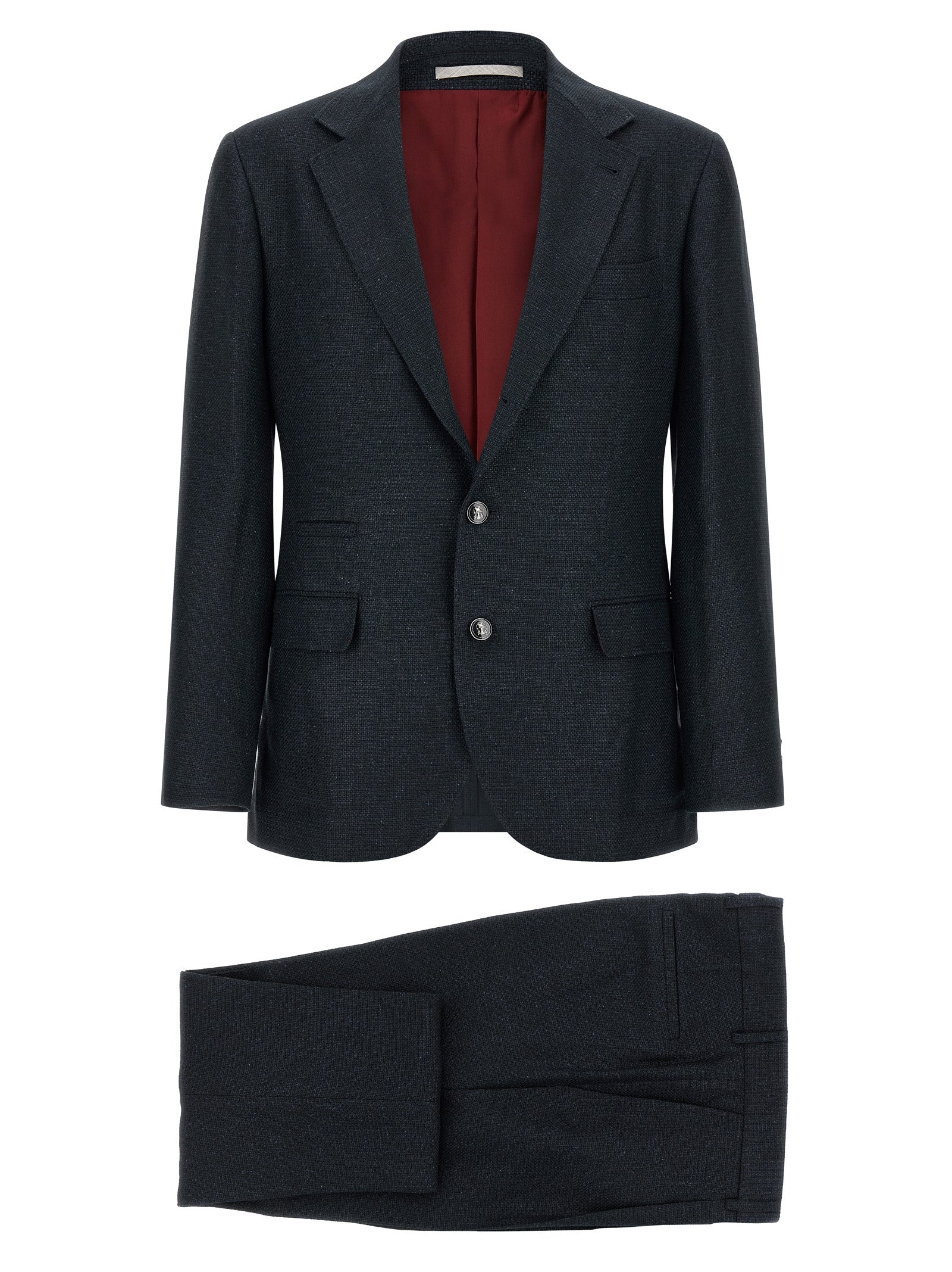 Silk Hopsack Two-Piece Suit — Black