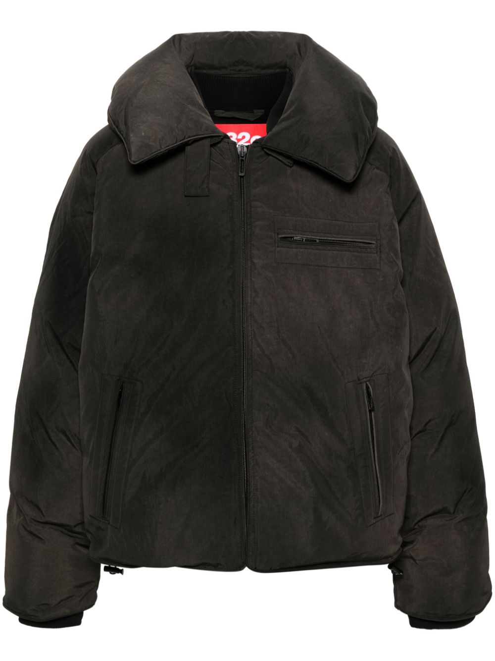 Logo-patch feather-down jacket - Brown