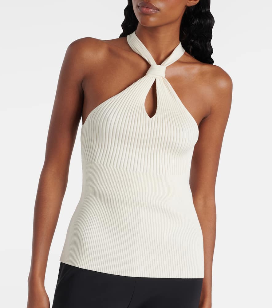 Andrea ribbed-knit halterneck top