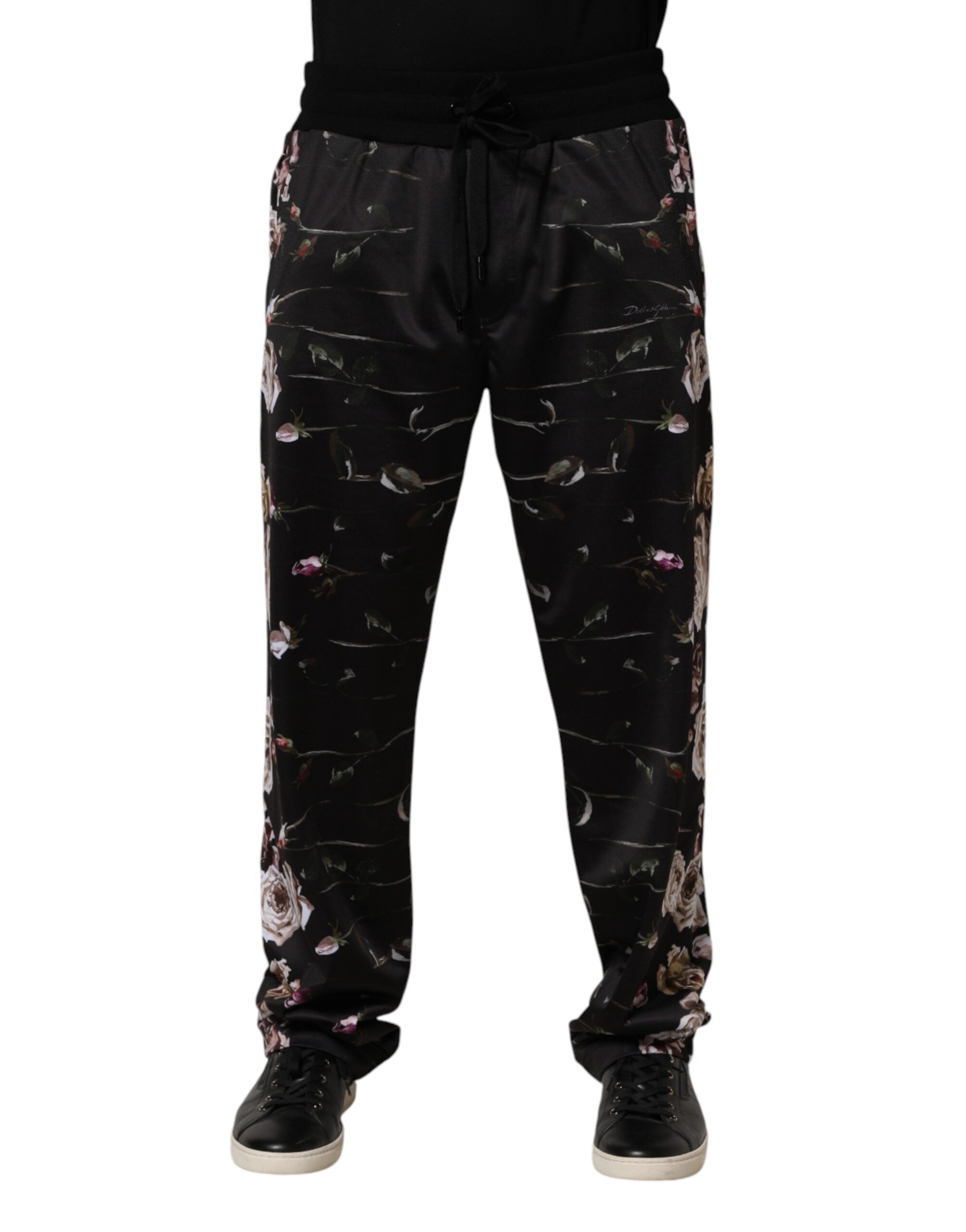 Floral Print Chinos — Black