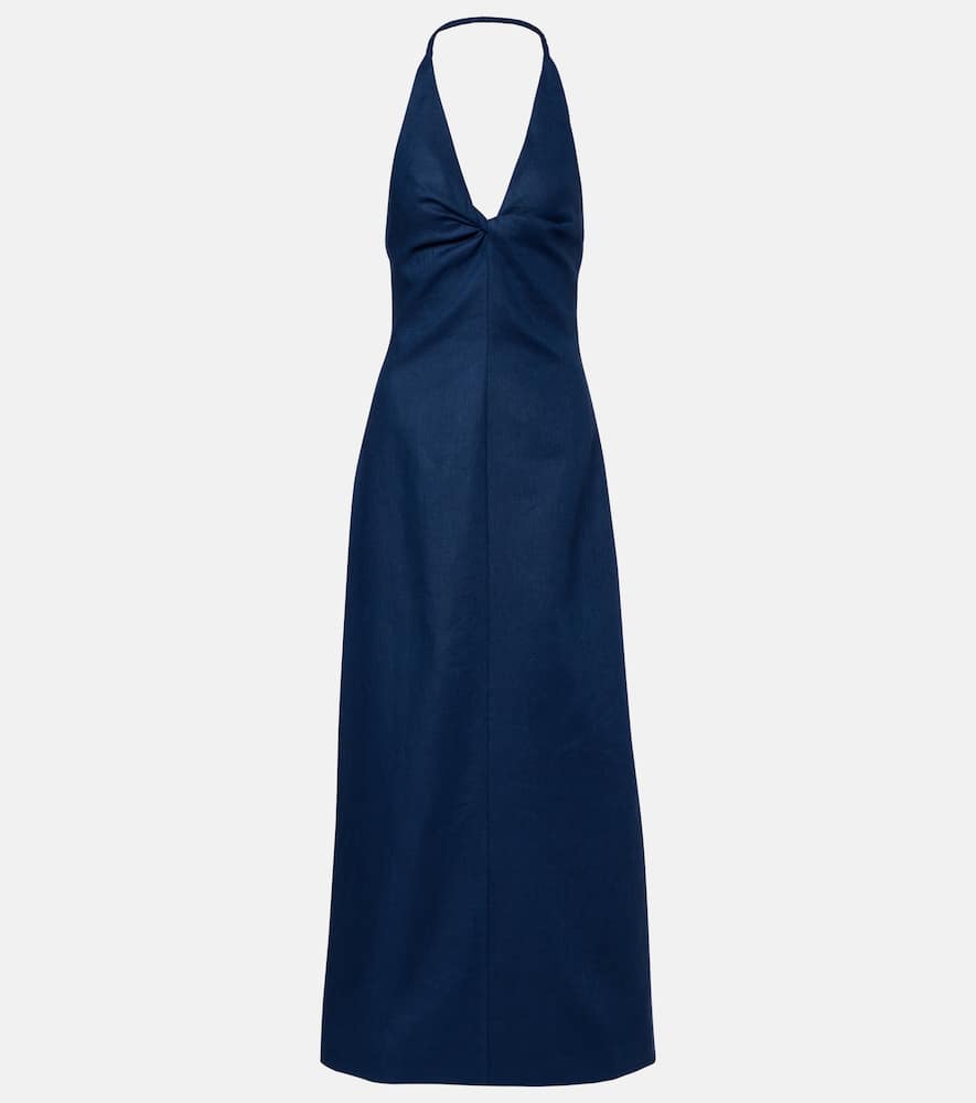 Caela halterneck linen maxi dress