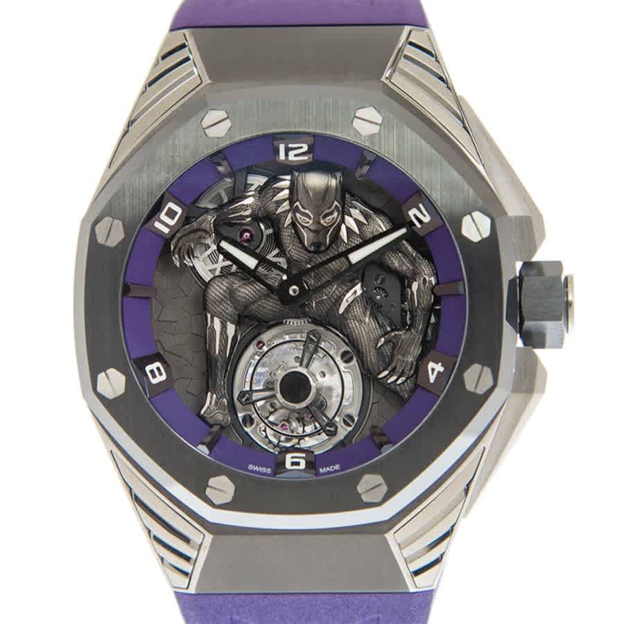 Royal Oak Concept Black Panther Tourbillon Hand Wind Silver Dial Mens Watch 26620IO.OO.D077CA.01