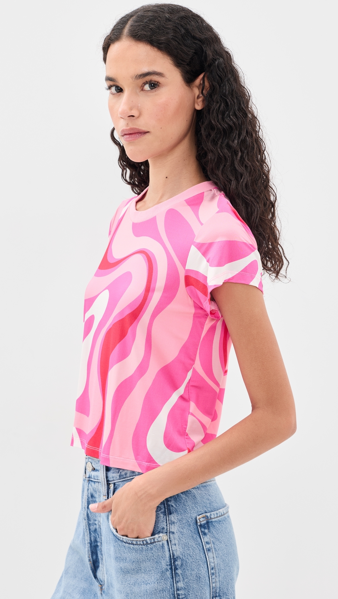 Kai Geo Jersey Top Wavy Geo Pink