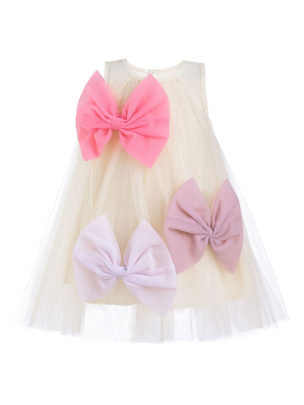 Bow-detail tulle dress - Neutrals