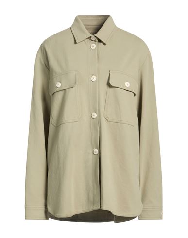 Woman Shirt Sage green Size 12 Cotton, Elastane
