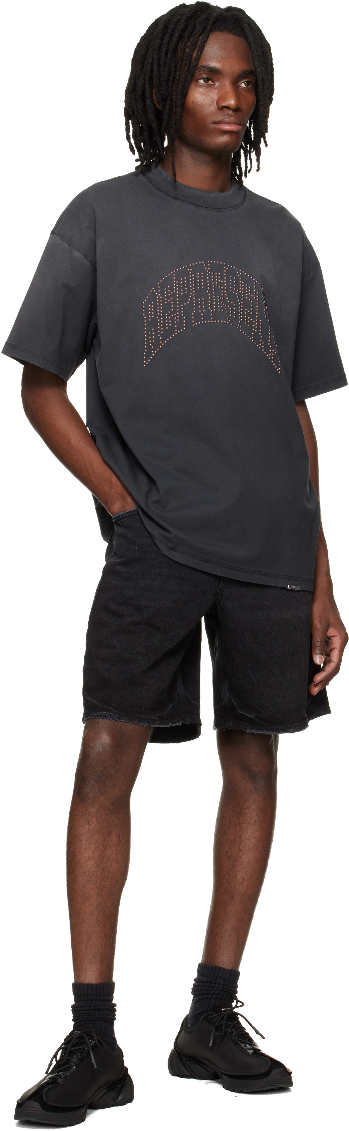 Black Embellished '' T-shirt