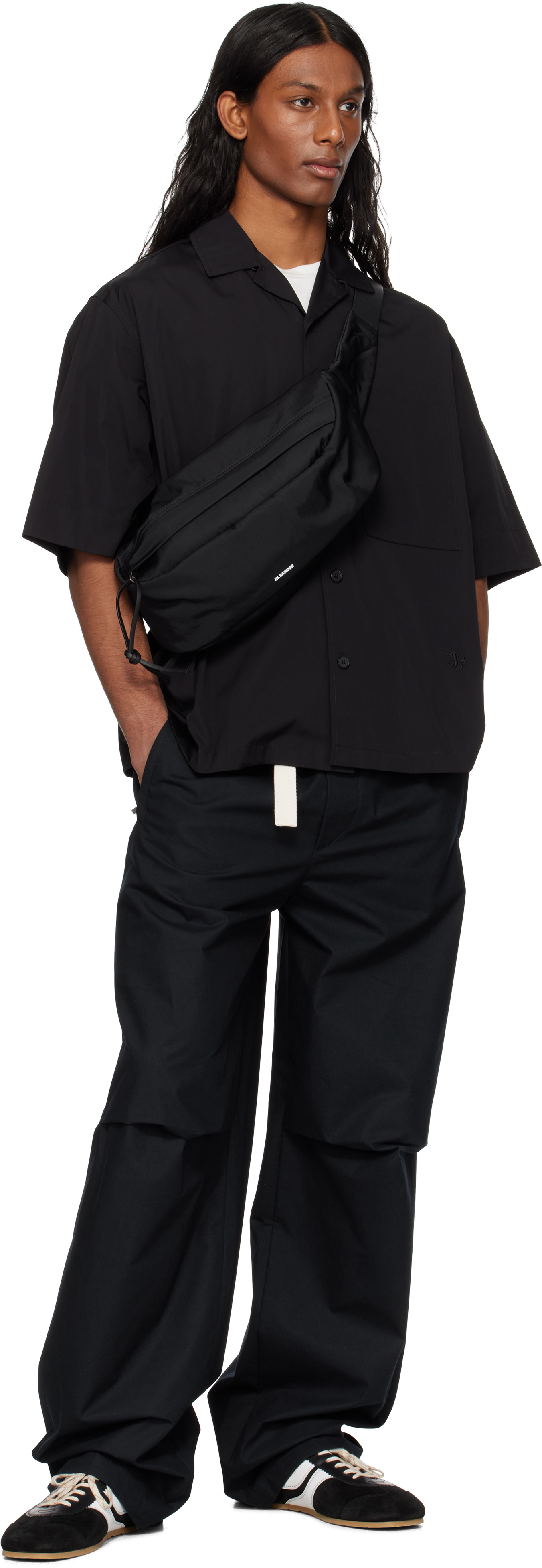 Jil Sander Navy Belted Trousers