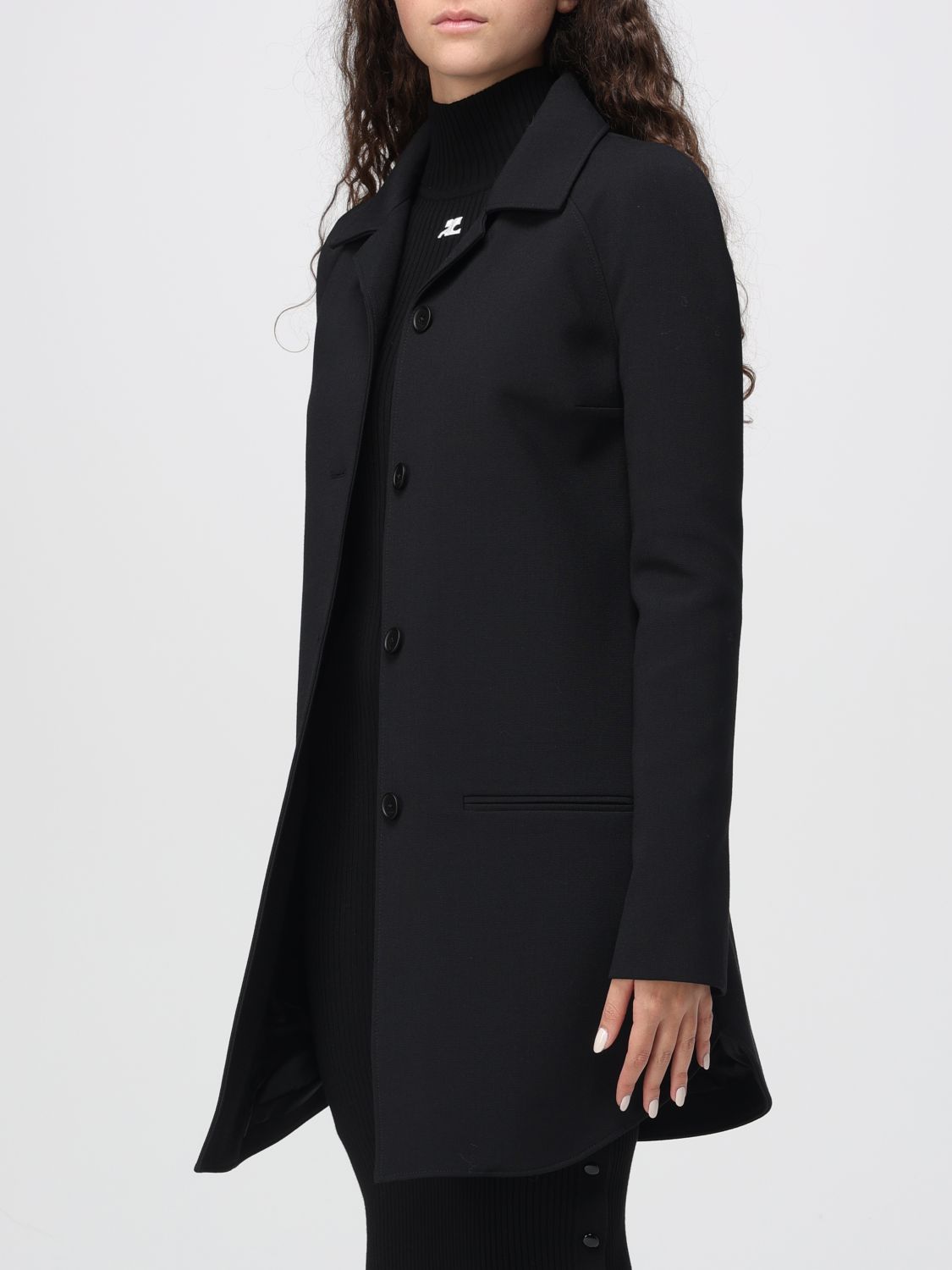 Tailored button-front coat - Black