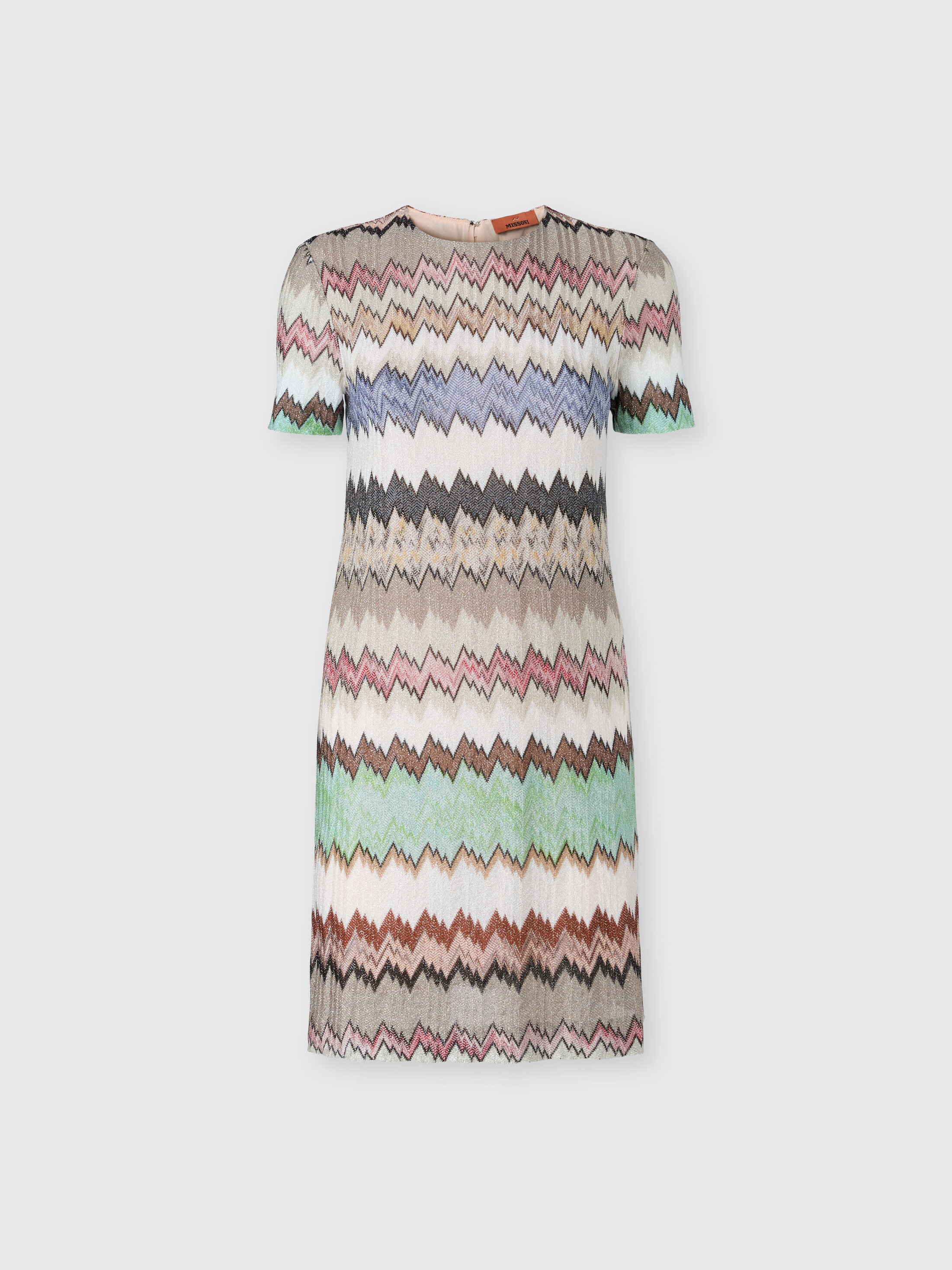 Missoni - Short-Sleeve Viscose Lamé Mini Dress, Women, Multicoloured