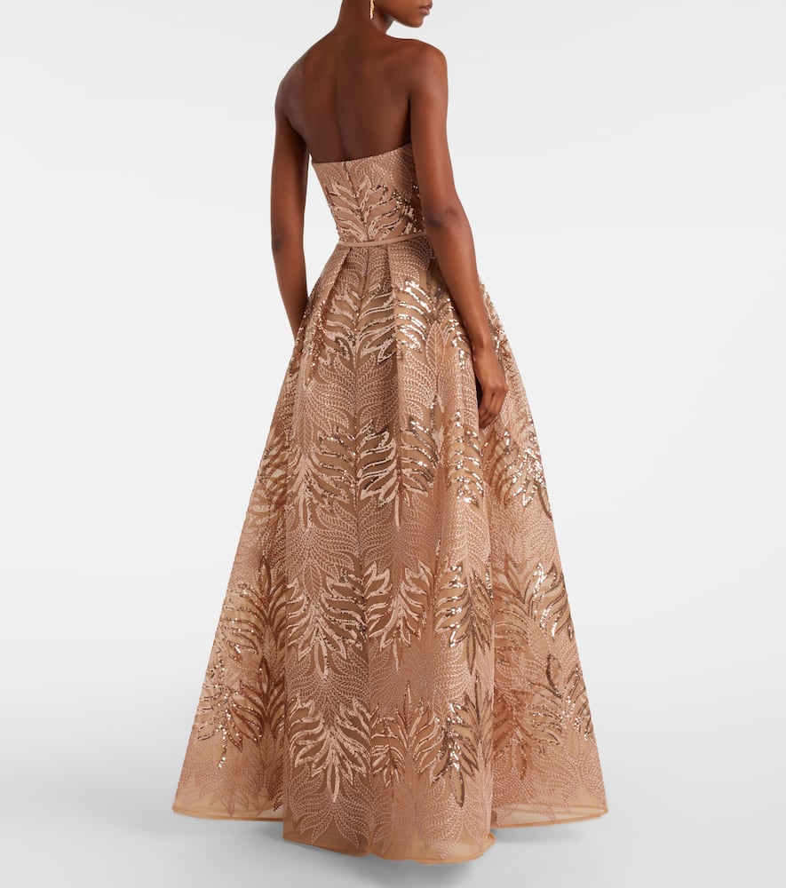 Sequined strapless gown