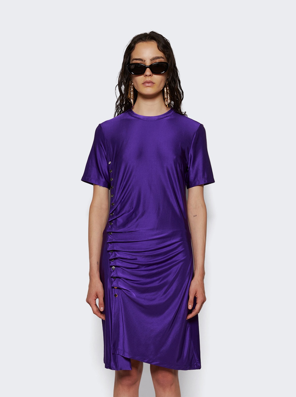 Drapé Pression Mini Dress - Purple