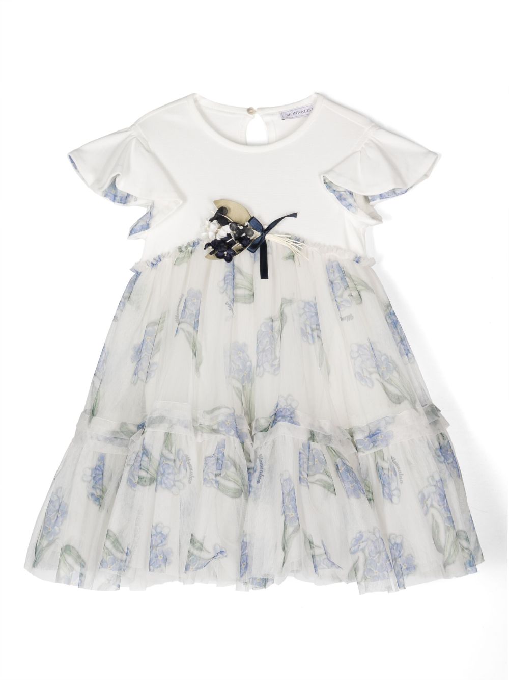 Floral-print tulle dress - White