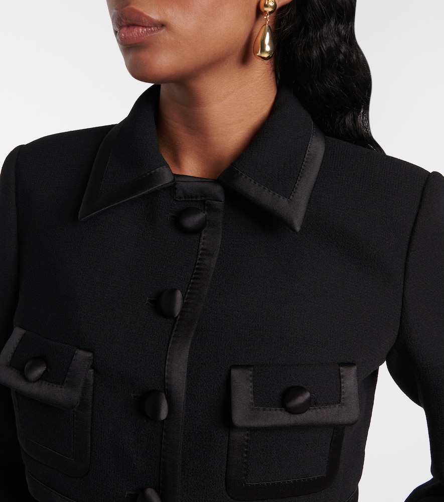 Cropped wool and silk-blend jacket