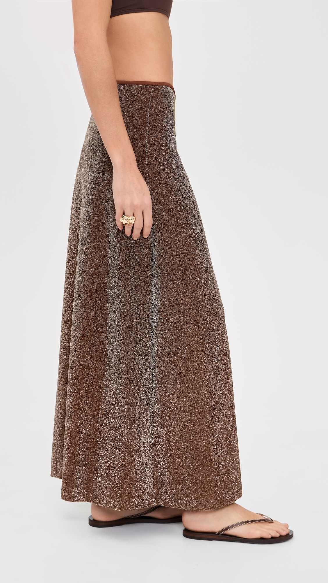 Shimmering Brown Nuevo Destino Midi Skirt Brown