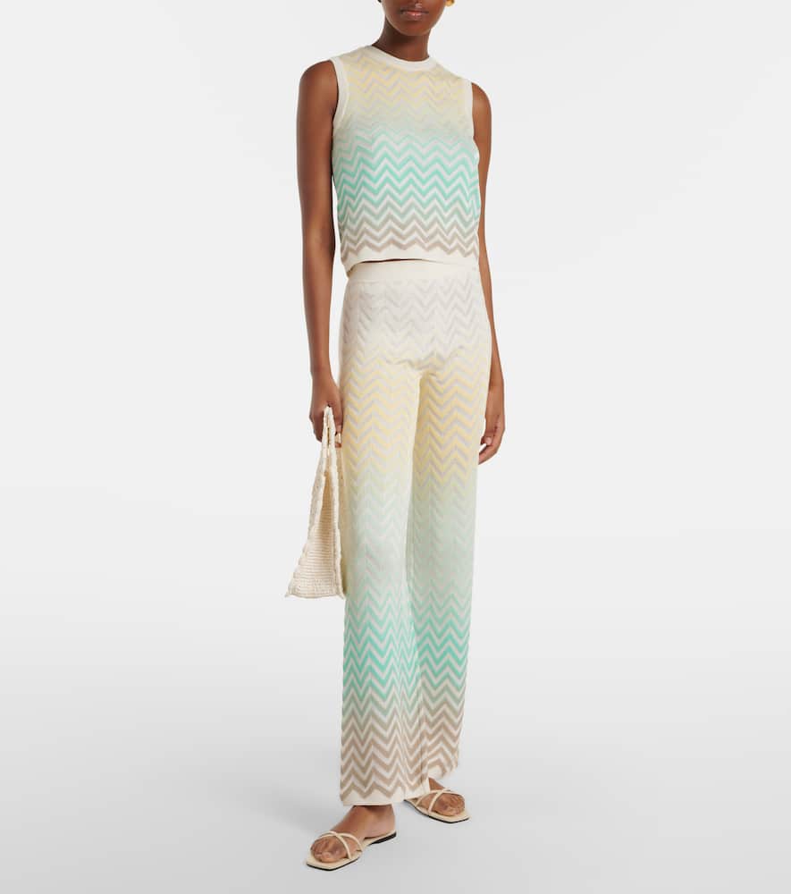 Zigzag cotton-blend flared pants