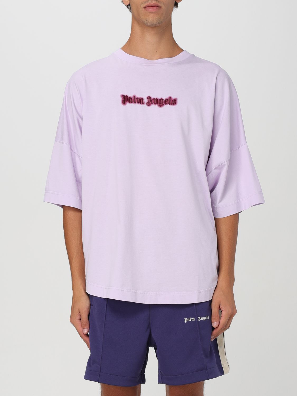 Drop-shoulder cotton T-shirt - Purple