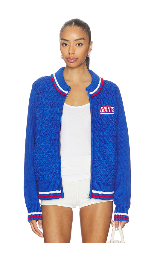 Terez x REVOLVE Giants Mixed Knit Jacket in Blue. L. Also in M, S, XL